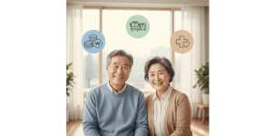 노부부가 65세 이상 복지헤택을 생각하고 있는 이미지