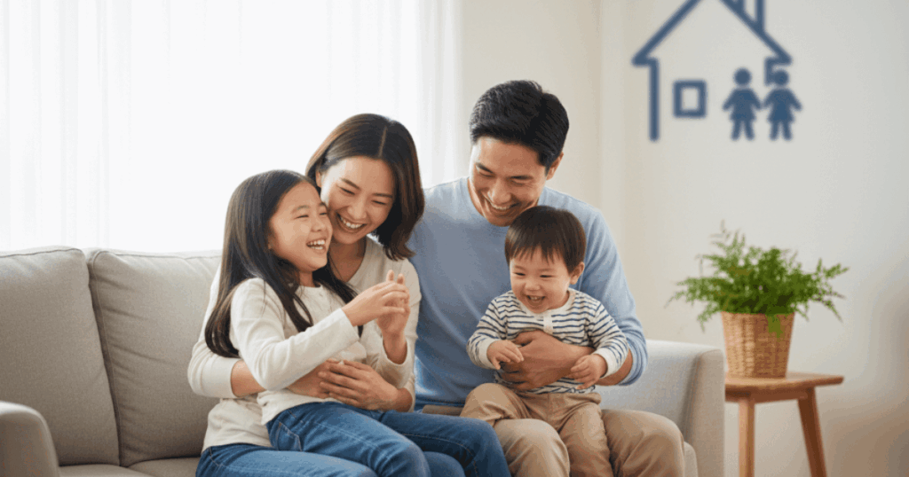 두자녀 가정의 화목한 이미지