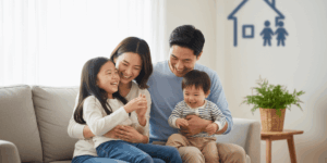 두자녀 가정의 화목한 이미지