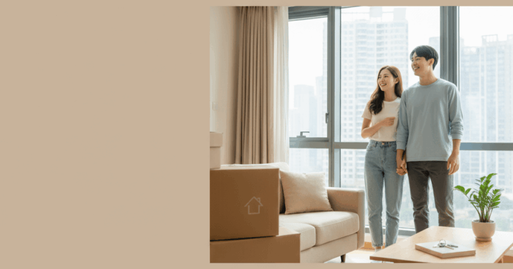 청년들이 전세집을 구할려고 방을 보고 알아보고 있는 이미지