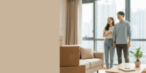 청년들이 전세집을 구할려고 방을 보고 알아보고 있는 이미지