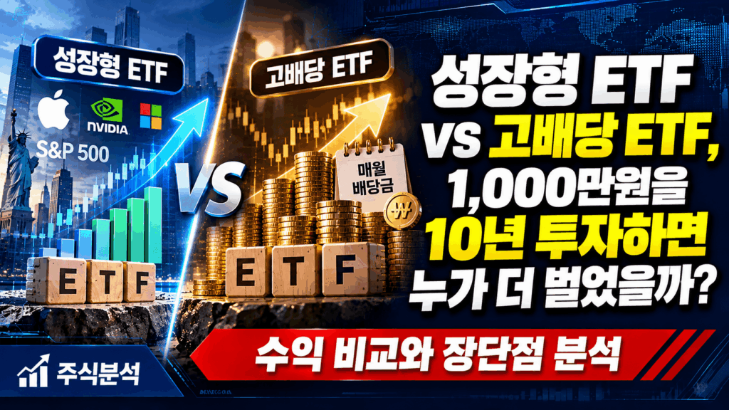 성장형 ETF VUG와 고배당 ETF VYM의 10년 투자 수익률 비교